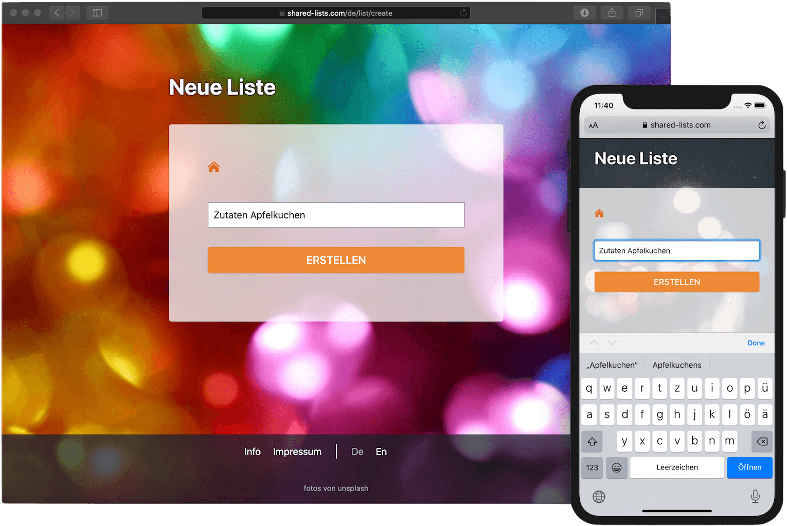 Erstelle Deine Liste