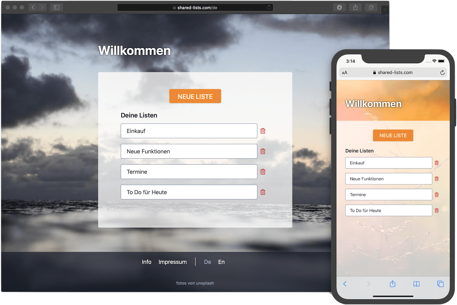 Überblicke all Deine geteilten Listen